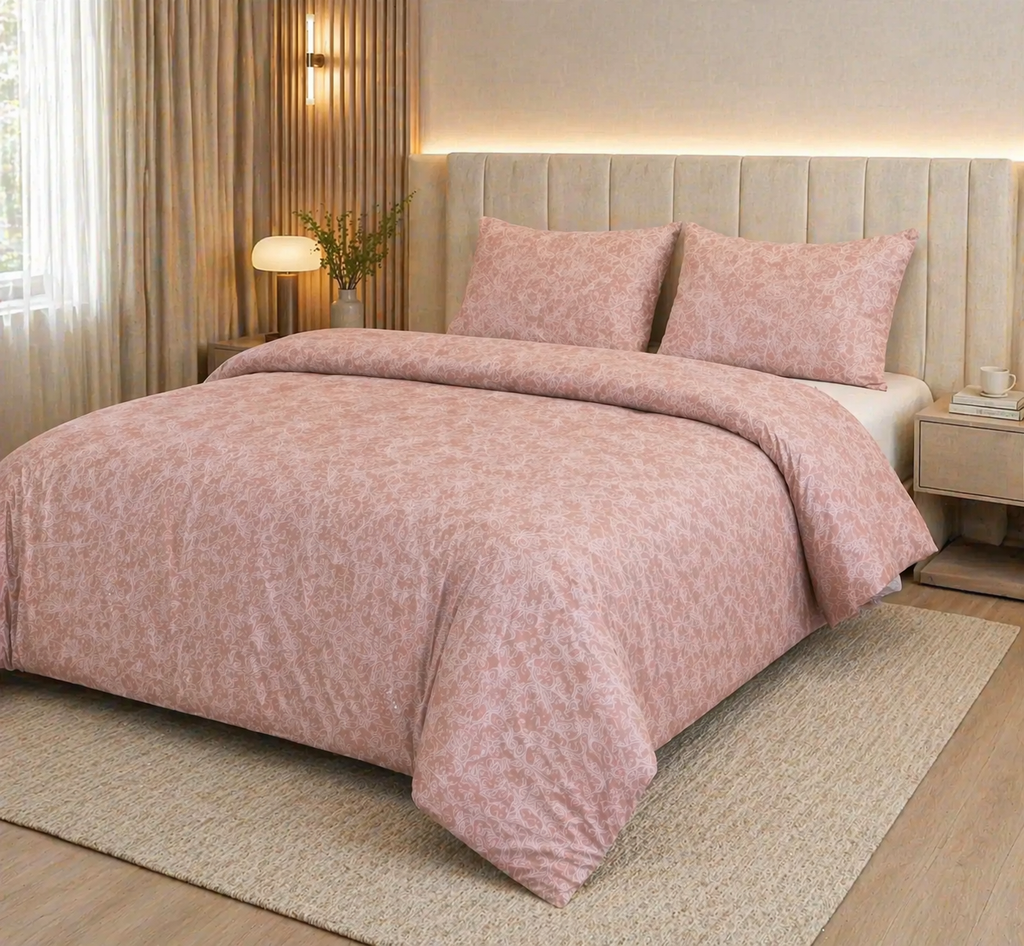 Reysha Digital Print Colour Premium Cotton Bedsheet - Paisley Rose ( Thread Count 400 )