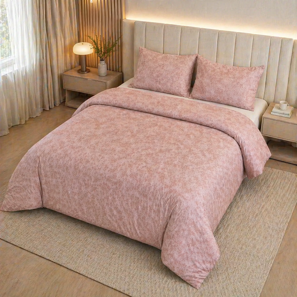 Reysha Digital Print Colour Premium Cotton Bedsheet - Paisley Rose ( Thread Count 400 )