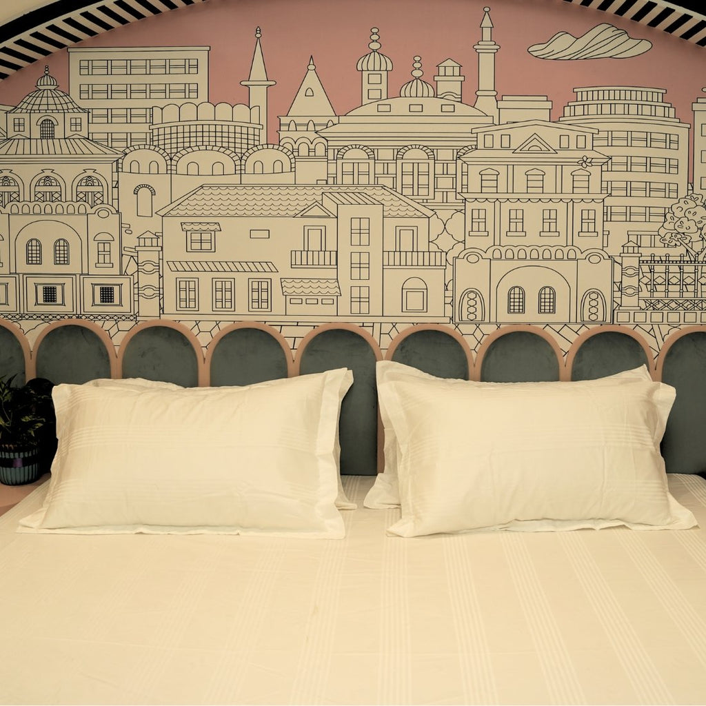 Jacquard Luxe Lines – Pearl White 400 TC