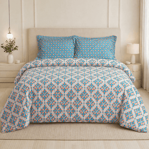Reysha Digital Print Colour Premium Cotton Bedsheet - Indonesian Ikkat Essence ( Thread Count 300 )