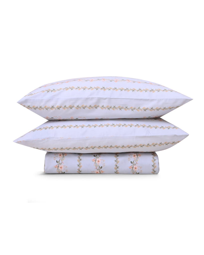 Reysha Digital Print Colour Premium Cotton Bedsheet - Blue Vine Whisper ( Thread Count 300 )