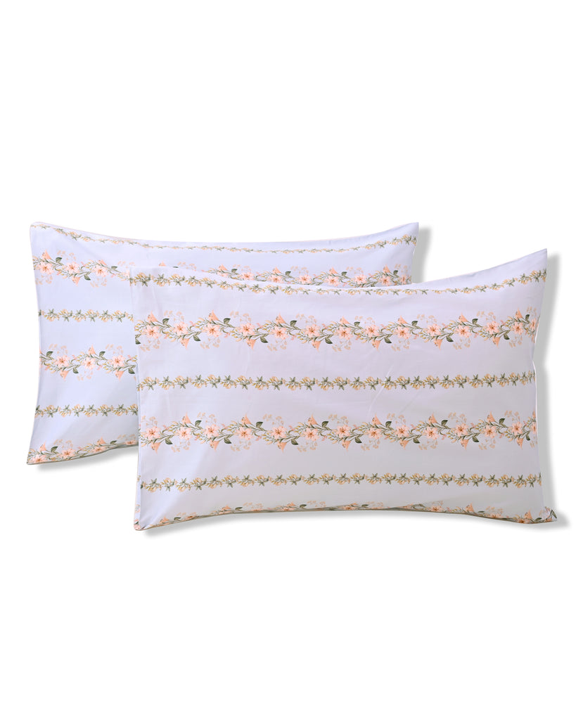 Reysha Digital Print Colour Premium Cotton Bedsheet - Blue Vine Whisper ( Thread Count 300 )