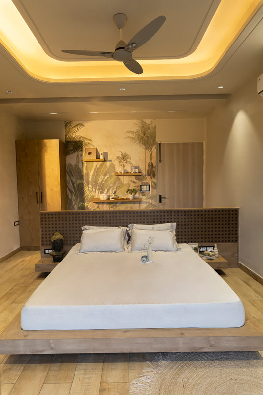 Reysha Solid Colour Premium Cotton Bedsheet - Sand ( Thread Count 300 )