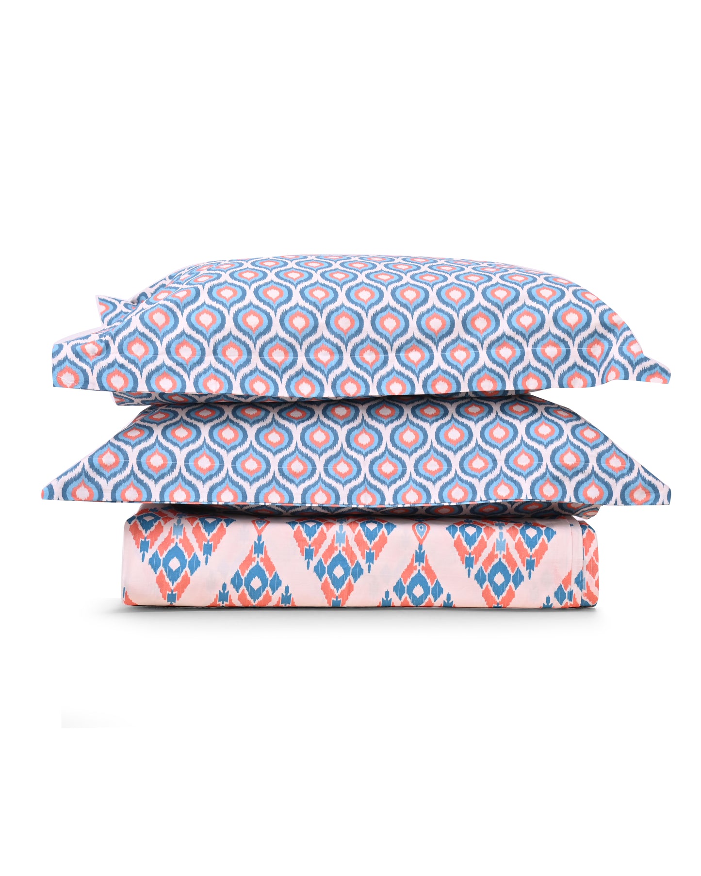 Reysha Digital Print Colour Premium Cotton Bedsheet - Indonesian Ikkat Essence ( Thread Count 300 )