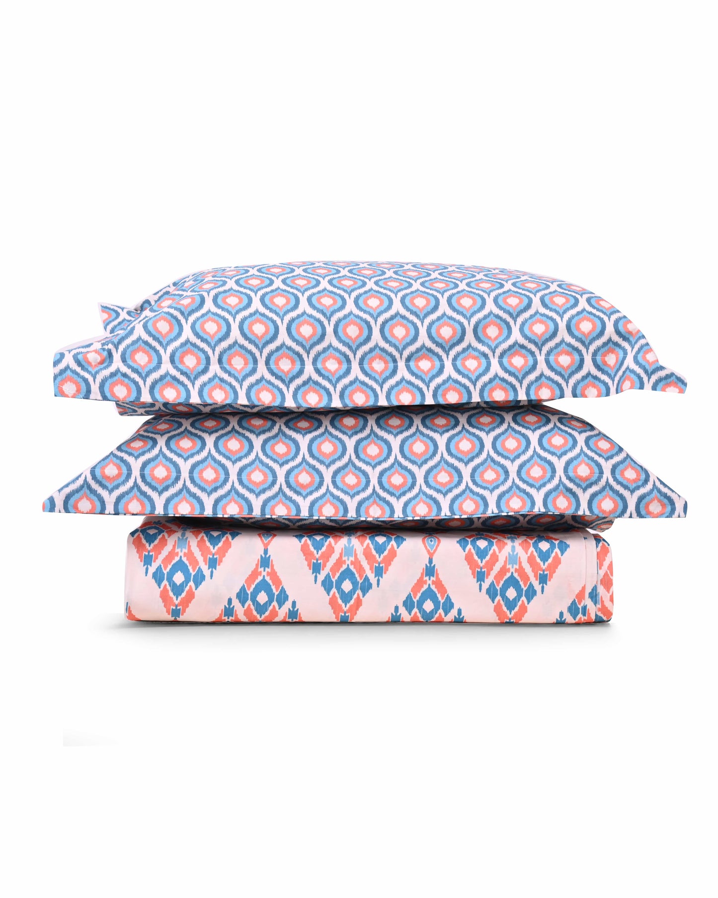 Reysha Digital Print Colour Premium Cotton Bedsheet - Indonesian Ikkat Essence ( Thread Count 300 )