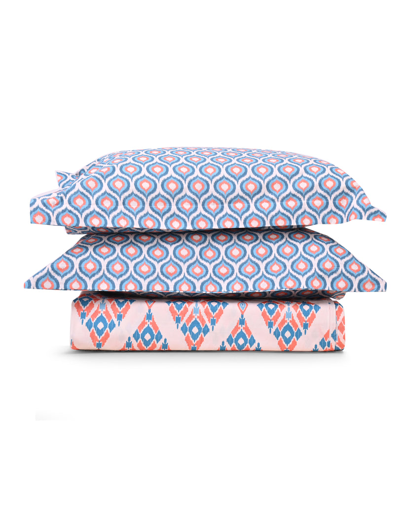 Reysha Digital Print Colour Premium Cotton Bedsheet - Indonesian Ikkat Essence ( Thread Count 300 )