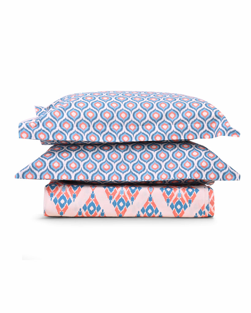 Reysha Digital Print Colour Premium Cotton Bedsheet - Indonesian Ikkat Essence ( Thread Count 300 )