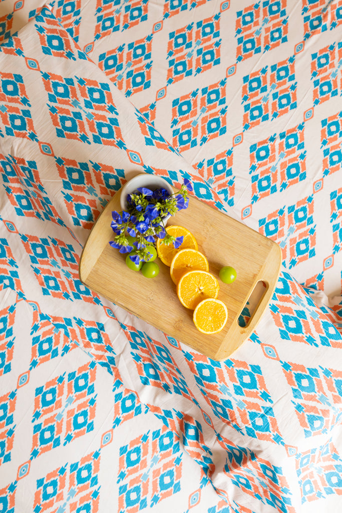 Reysha Digital Print Colour Premium Cotton Bedsheet - Ikkat Essence ( Thread Count 300 )