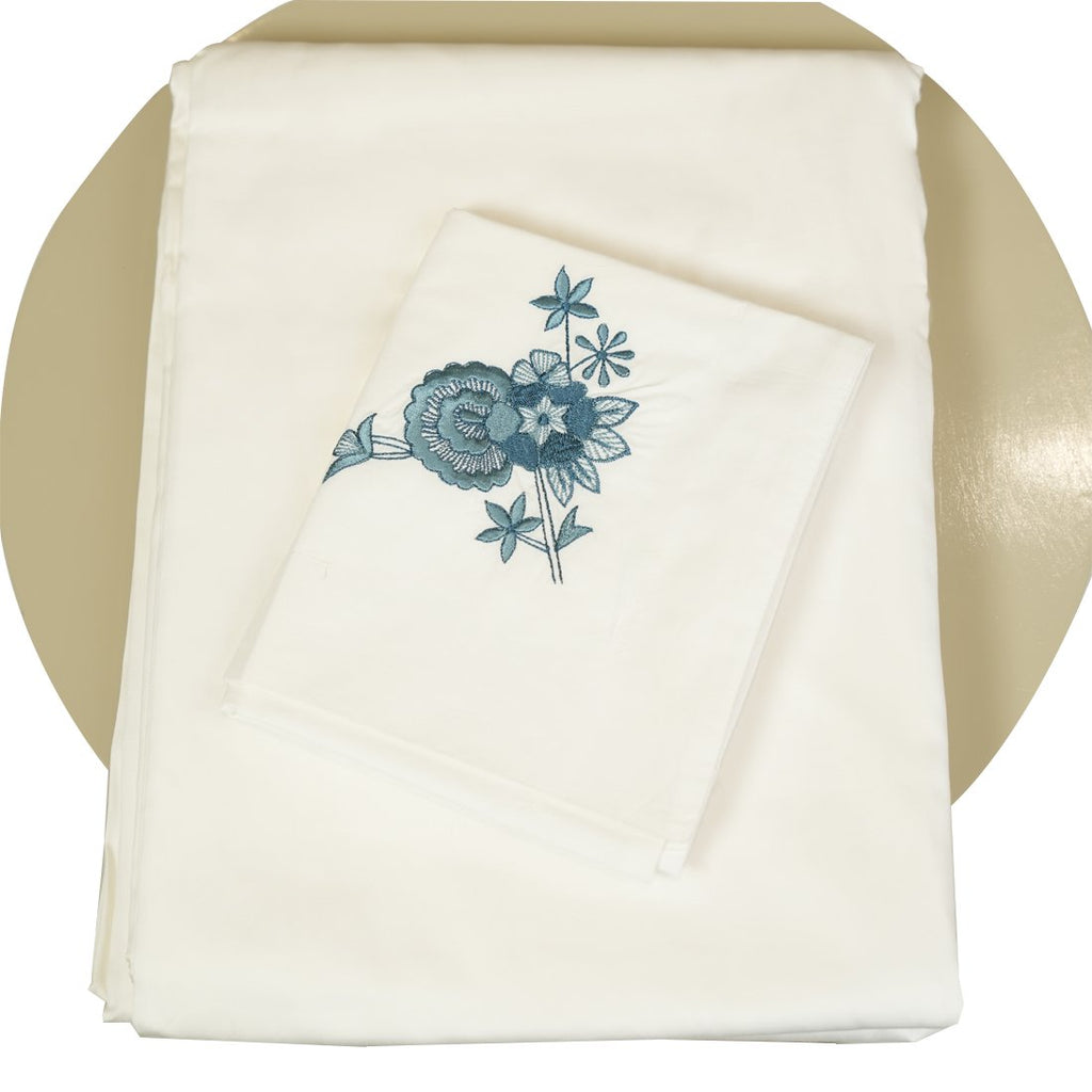 Reysha Embroidery Cotton Bedsheet Whispering Wings- 400 TC