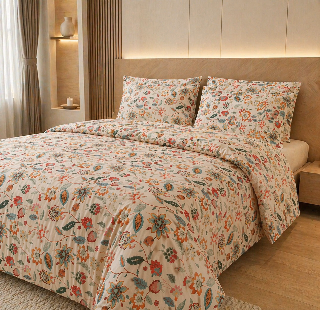 Reysha Digital Print Colour Premium Cotton Bedsheet -Iran's Persian Garden ( Thread Count 400 )