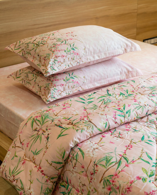 Reysha Digital Print Colour Premium Cotton Bedsheet - Japan's Cherry Blossom ( Thread Count 400 )
