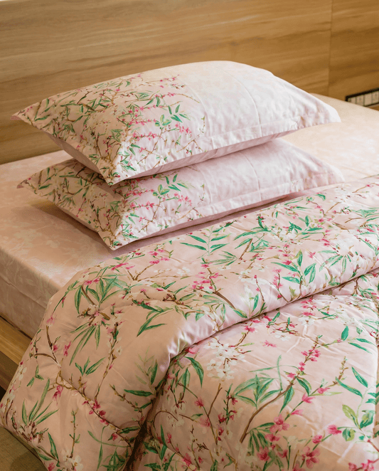 Reysha Digital Print Colour Premium Cotton Bedsheet - Japan's Cherry Blossom ( Thread Count 400 )
