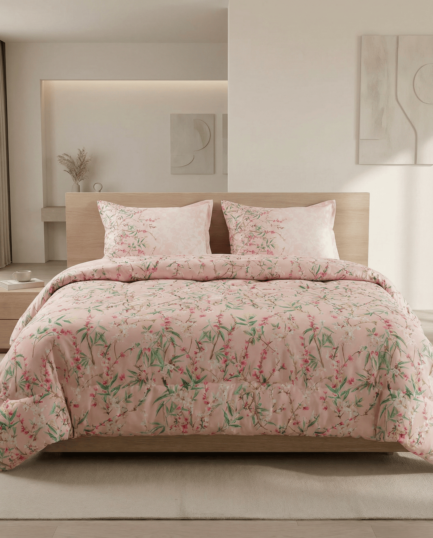 Reysha Digital Print Colour Premium Cotton Bedsheet - Japan's Cherry Blossom ( Thread Count 400 )