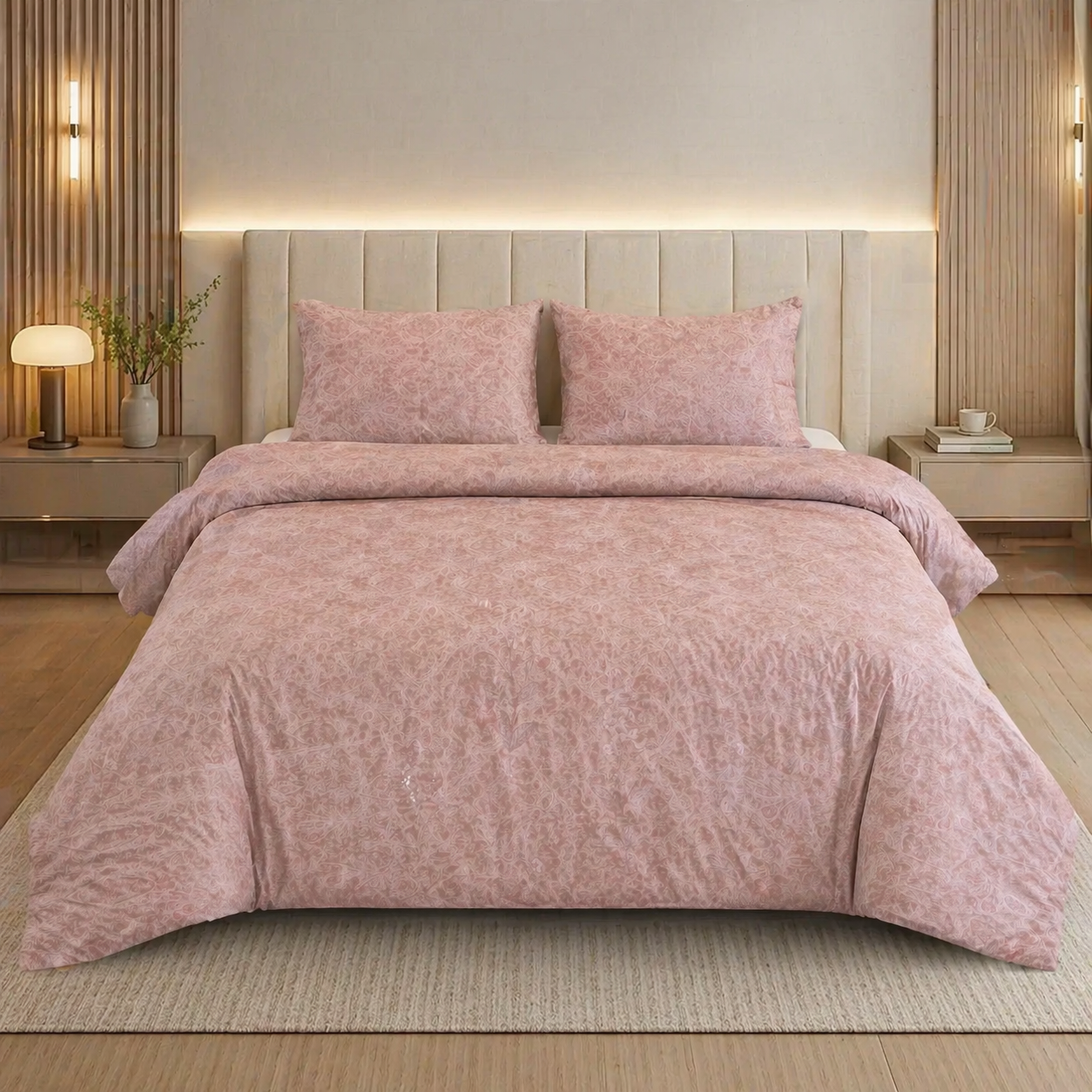 Reysha Digital Print Colour Premium Cotton Bedsheet - Paisley Rose ( Thread Count 400 )