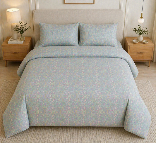 Reysha Digital Print Colour Premium Cotton Bedsheet - Paisley Sage ( Thread Count 400 )