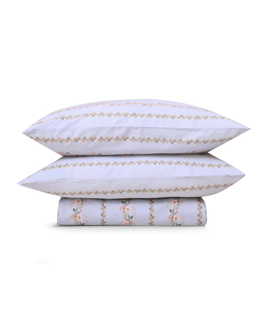 Reysha Digital Print Colour Premium Cotton Bedsheet - Blue Vine Whisper ( Thread Count 300 )