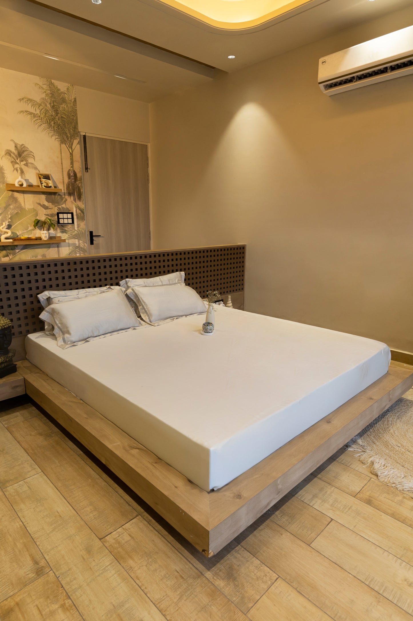 Reysha Solid Colour Premium Cotton Bedsheet - Sand ( Thread Count 300 )