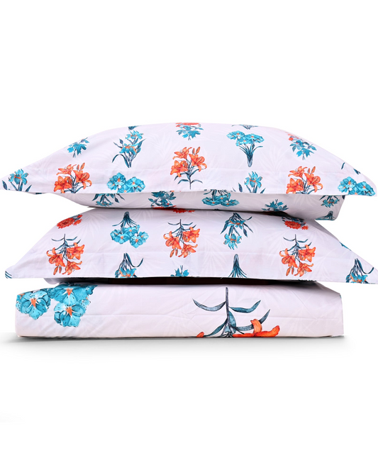Reysha Digital Print Colour Premium Cotton Bedsheet - Floral Bliss ( Thread Count 300 )