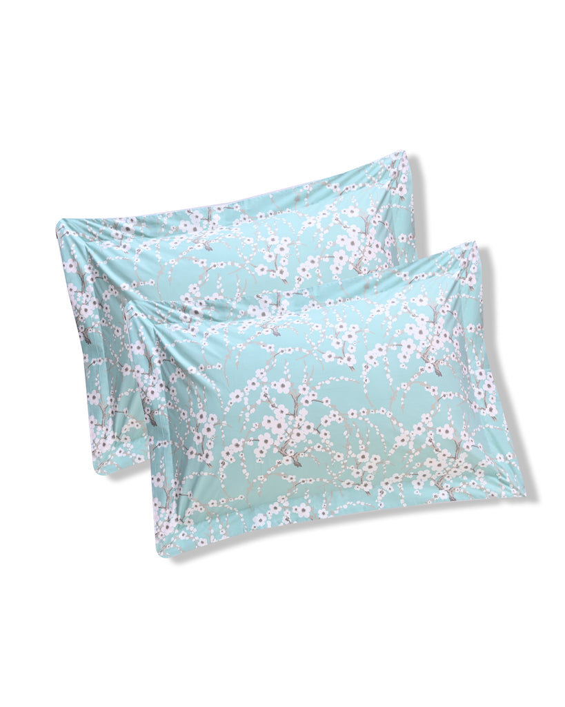 Reysha Digital Print Colour Premium Cotton Bedsheet - Sakura Blossom ( Thread Count 300 )