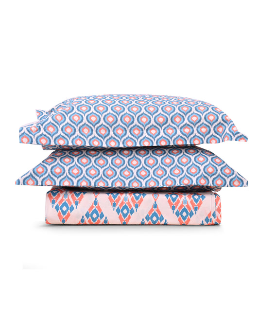 Reysha Digital Print Colour Premium Cotton Bedsheet - Ikkat Essence ( Thread Count 300 )