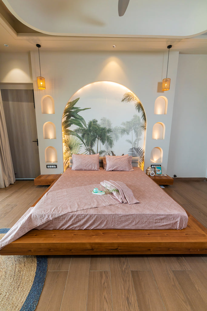 Reysha Digital Print Colour Premium Cotton Bedsheet - Paisley Rose ( Thread Count 400 )