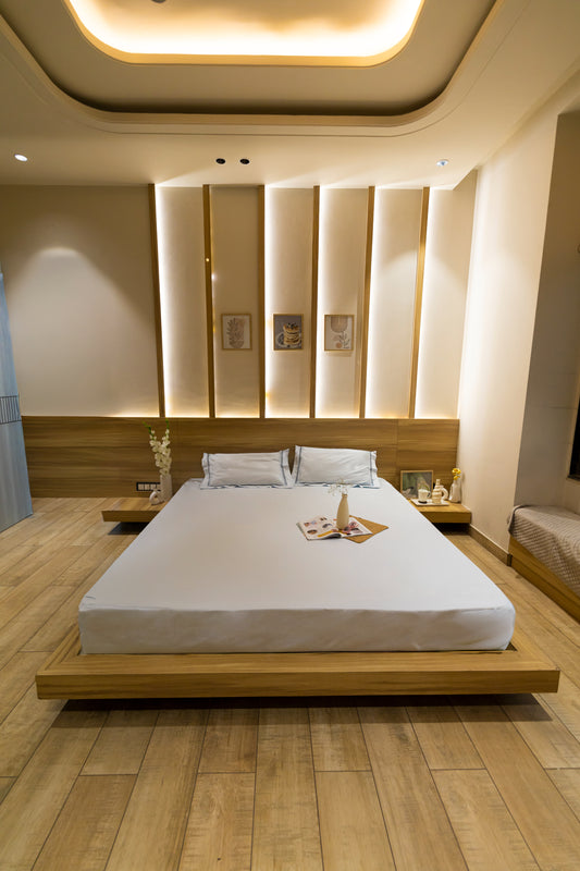 Reysha Solid Colour Premium Cotton Bedsheet - Sky ( Thread Count 300 )