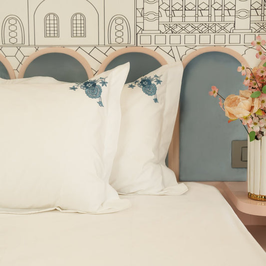 Reysha Embroidery Cotton Bedsheet Whispering Wings- 400 TC